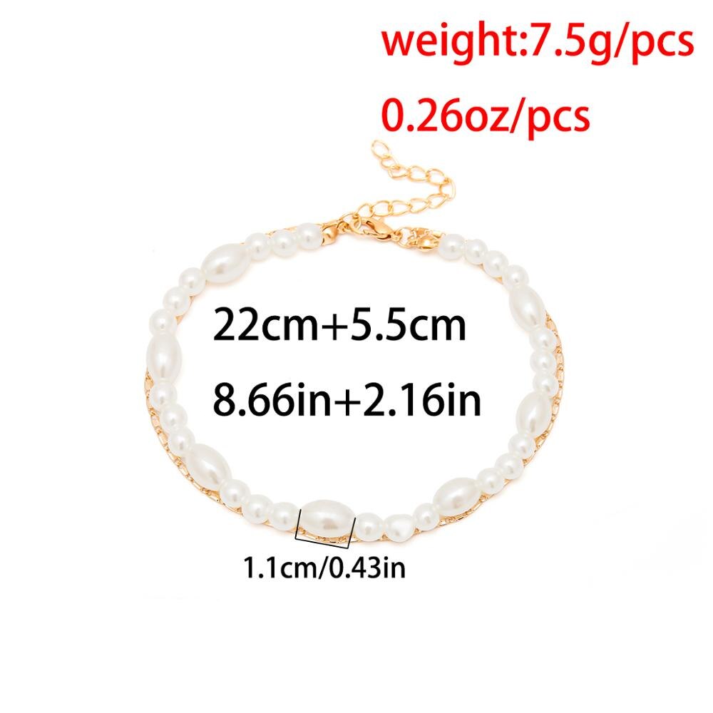 Ingemark Vintage Infinity Minnaar Enkelbandje Armband Koreaanse Imitatie Parel Multilayer Ketting Enkel Braclet Vrouwen Zomer Sieraden