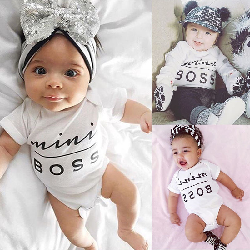 Infant Baby Boys Girls Bodysuit Summer Clothes Short Sleeve Letters Jumpsuit Outfits Sunsuit Size 0-24M