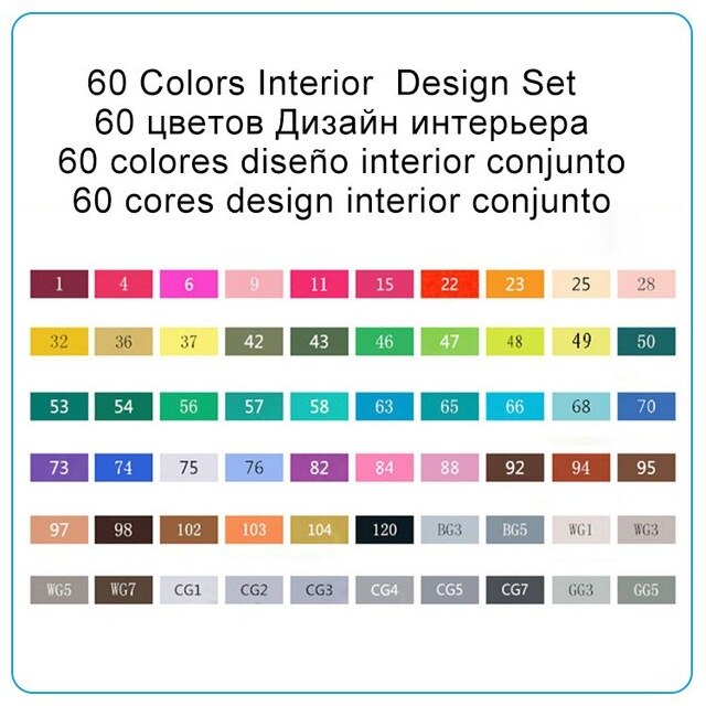 TOUCHNEW 30/40/60/80 Colors Art Markers Alcohol Based Markers Drawing Pen Set Manga Dual Headed Art Sketch Marker Pens: 60 Colors Interior