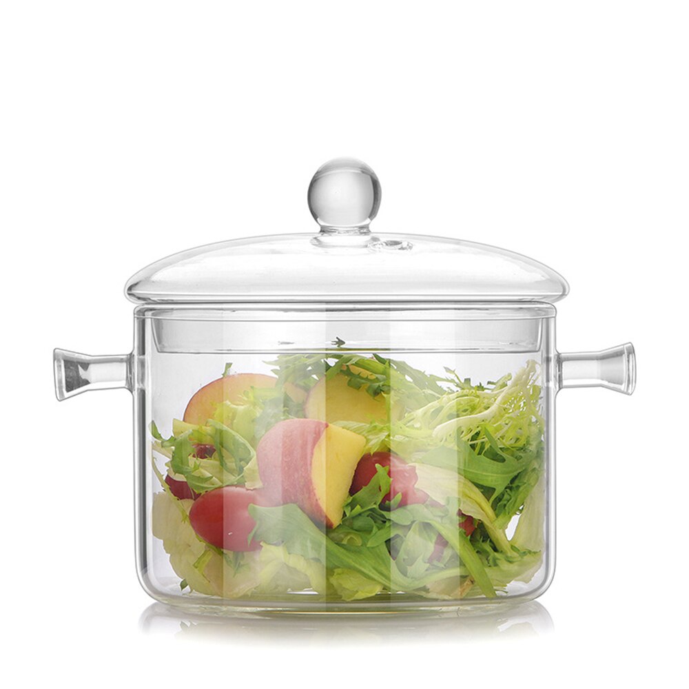 Tazón de Vidrio Grande, Cuenco de Ensalada / Cuenco de Fruta / Tazones para Mezclar / Tazón de Sopa de Ramen con Tapa y Agarre, Vidrio de Borosilicato, Apto para Microondas: Type A