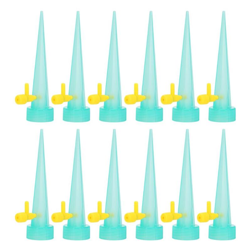 12 stuks automatische watergeefsystemen met spikes, automatische druppelirrigatie voor kamerplanten, bloemen, huishoudelijke watergeefsystemen, flesdruppelirrigatie: Groen 12 stuks