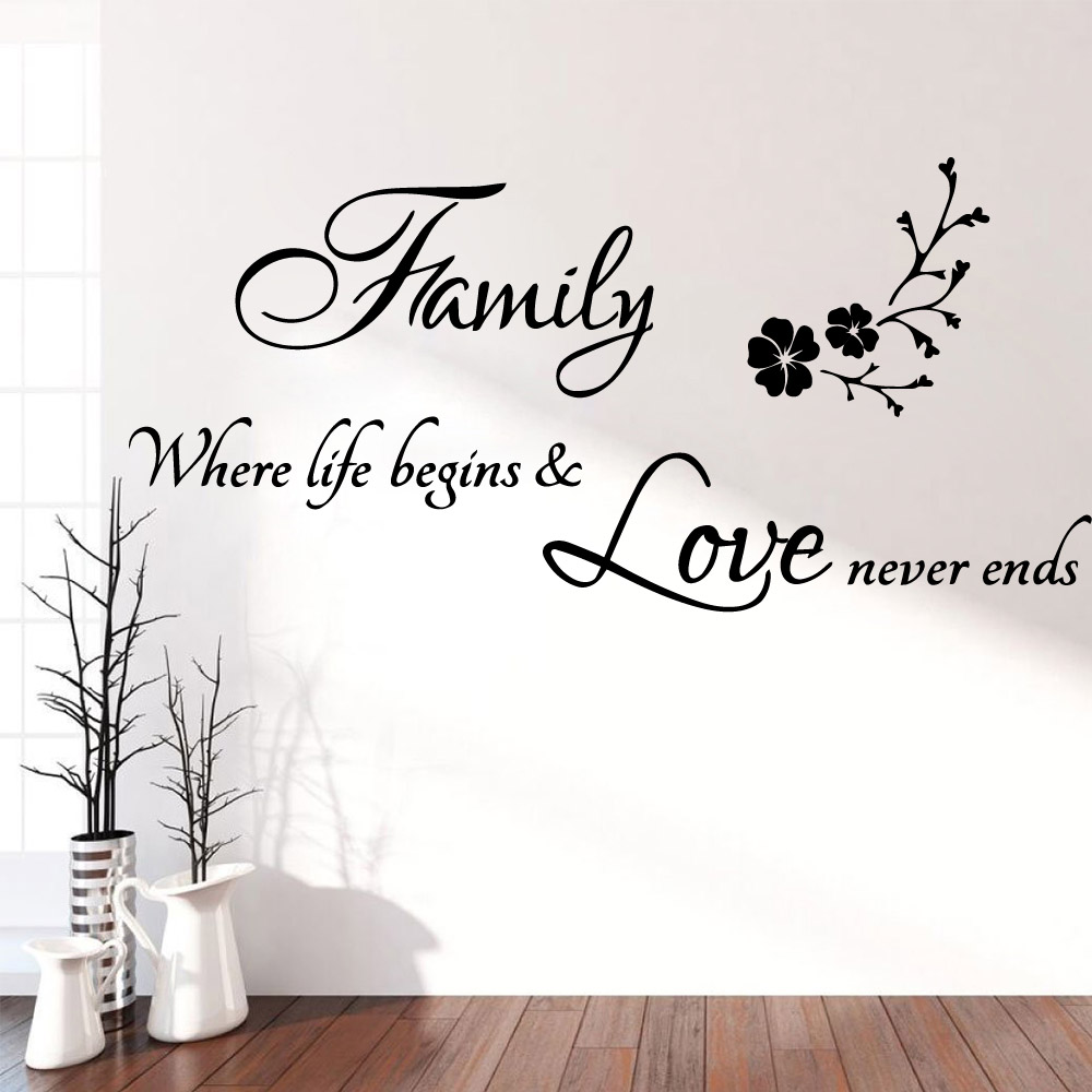 Familie citater pvc wall art stickers moderne wallsticker til stuen vinyl decals klistermærke vægmaleri
