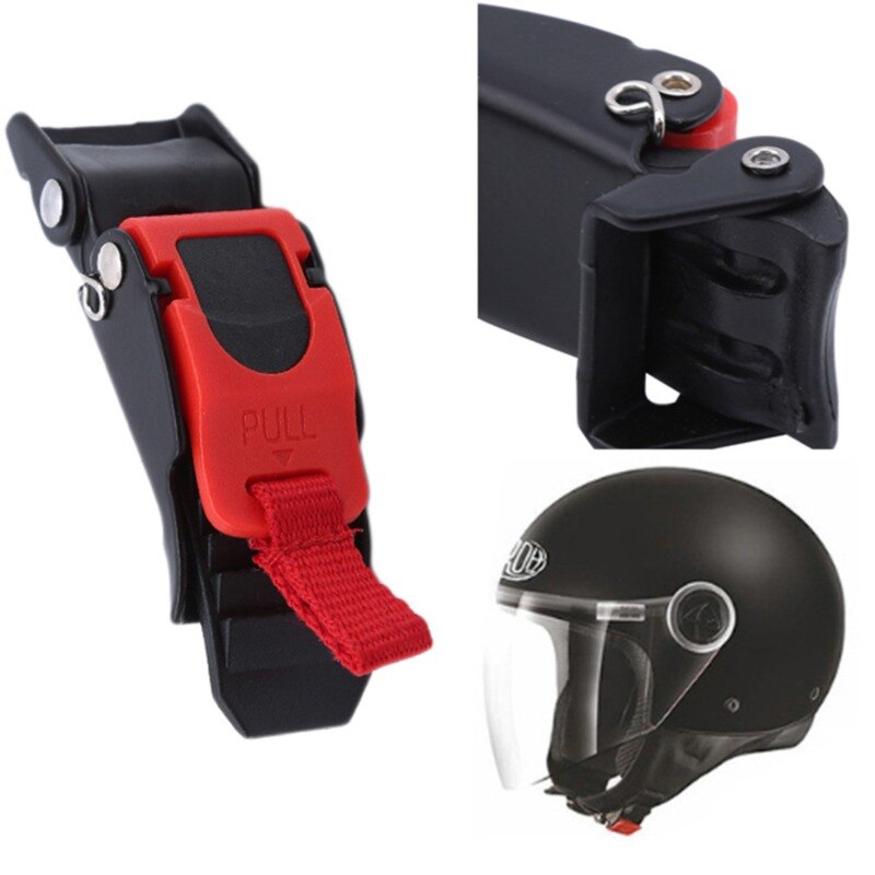 Plastic Motorcycle Helmet Speed Clip Chin Strap Quick Release Pull Buckle Black + Red Motorcycle Helmet Lock