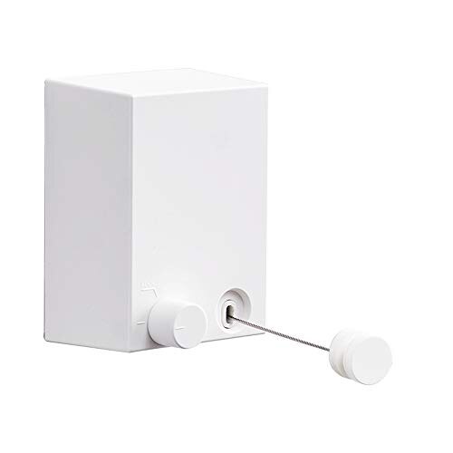 Retractable Clothesline Adjustable Stainless Steel Rope String Hotel Style Heavy Duty Drill Free &amp; Wall Mounted Method: White
