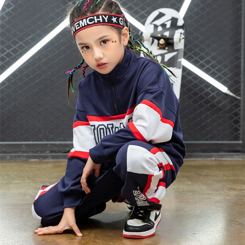 Spring Two Pieces Children's Sports Suit Boys Hip-hop Street Dance Clothes Girls Jazz Breaking Outfit Kids Clothing