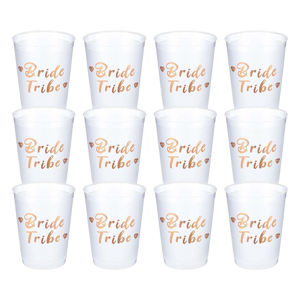 12pcs Team Bride Plastic Cup for Bridal Shower Wedding Decoration DIY Bachelorette Party Bride Cup Hen Night Bridesmaid: Default Title