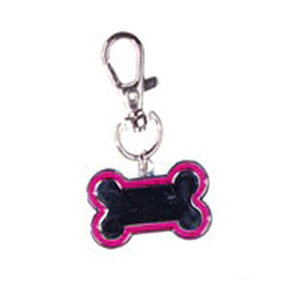 Plaque d'étiquette de nom d'identification Anti-perte en forme d'os pour chien et chiot, décoration de collier à breloques: Rose Red