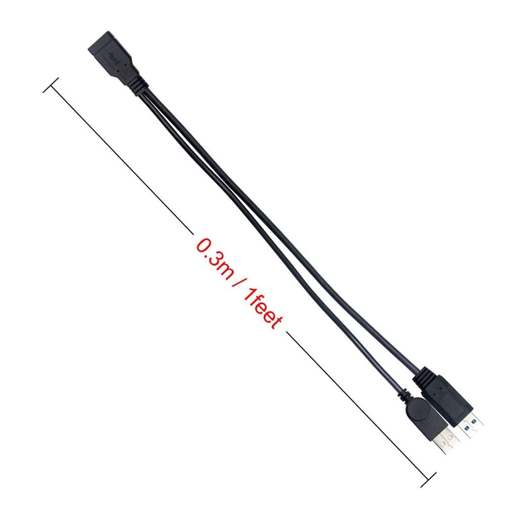 Câble USB 3.0 Y, USB 3.0 Type A femelle à double USB mâle 1 à 2 convertisseur de charge de données de synchronisation cordon de câble d&#39;extension Y