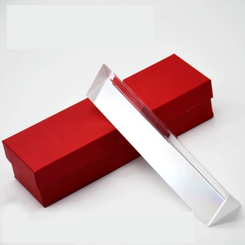 25*25*80mm Crystal Glass Triple Triangular Equilateral Prism Physics Teach Light Spectrum Glass Cube Rainbow Prism