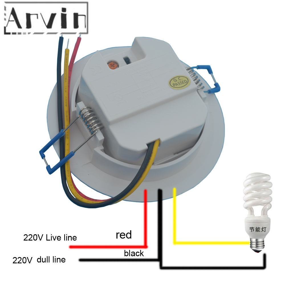 220V 110v Recessed PIR Ceiling Occupancy Motion Sensor Detector Light Switch