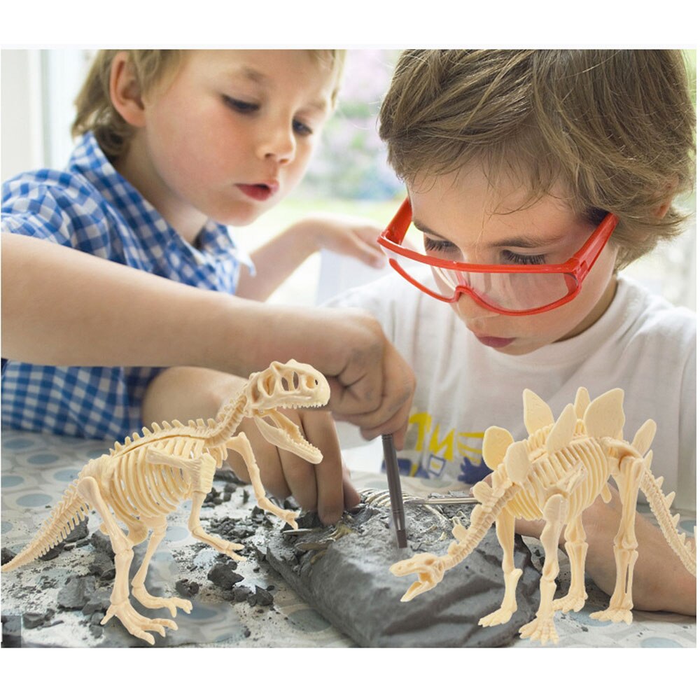 Archaeology Excavation Toys Stegosaurus Triceratops Mammoth Skeleton Models Children DIY Puzzle Games