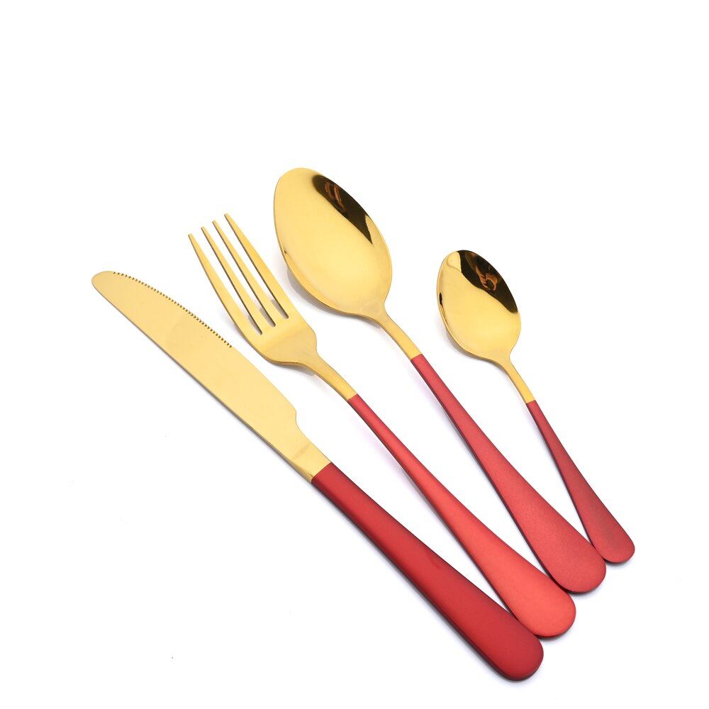 Set di posate in oro rosso 24 pezzi Set di posate in acciaio inossidabile 304 Set di stoviglie da cucina coltello da forchetta cucchiaio Set di stoviglie Set di posate