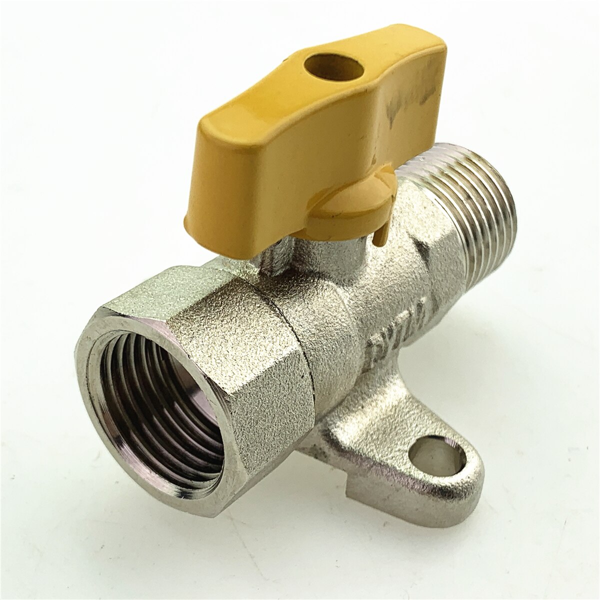 All Copper Inner And Outer Ribbon Fixed Seat Ball Valve Double Outer Wire Yellow Handle Outer Thread Straight Gas Valve