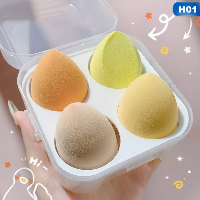 4PCS Makeup Beauty Puff Sponge Set Foundation Powder Blush Blender Makeup Accessories Tools Cosmetic Blending Sponge Beauty Egg: H01