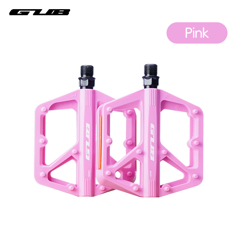 Pedali piatti in nylon migliorati Pedale per bicicletta Dual DU Pedali per bici da MTB Chiodi per piedi antiscivolo leggeri Accessori per biciclette Ciclismo: Colore rosa