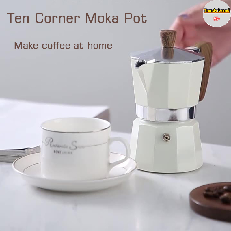 Juego de estufa eléctrica portátil para café, cafetera Moka de 10 puntas, cafetera casera de extracción italiana, Realme
