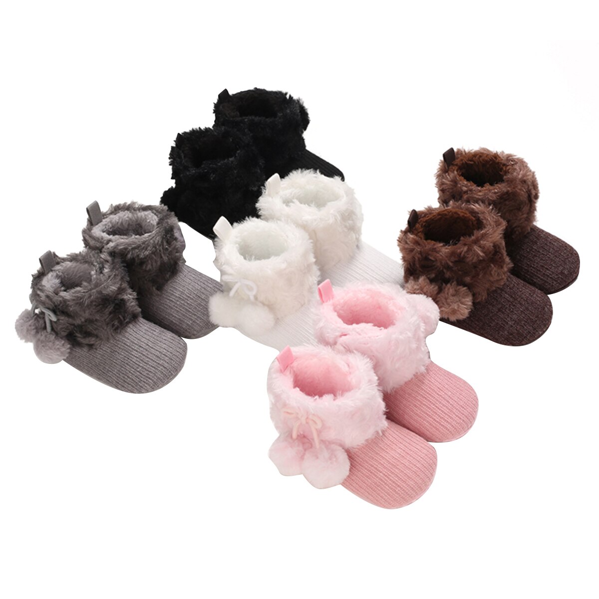 Caterpillar – bottes de neige antidérapantes pour bébé fille et garçon, bottines chaudes d'hiver en fausse fourrure douce, en tricot à fleurs, pour les premiers pas des nourrissons