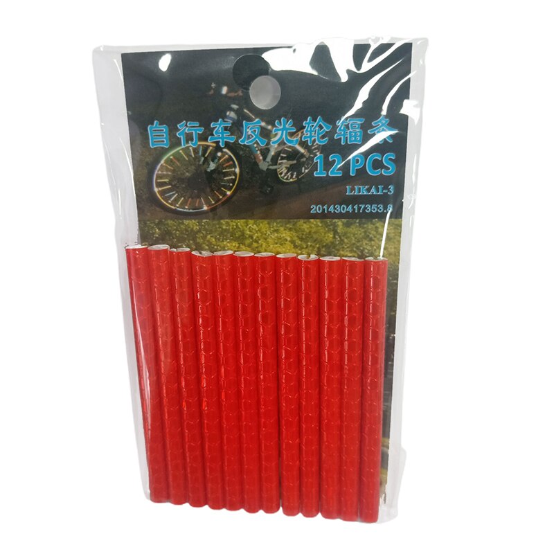 1 Set Fiets Reflecterende Stickers Wiel Spaken Buizen Strip Veiligheidswaarschuwing Licht Reflector Fietsen Fiets Licht Accessoires: red