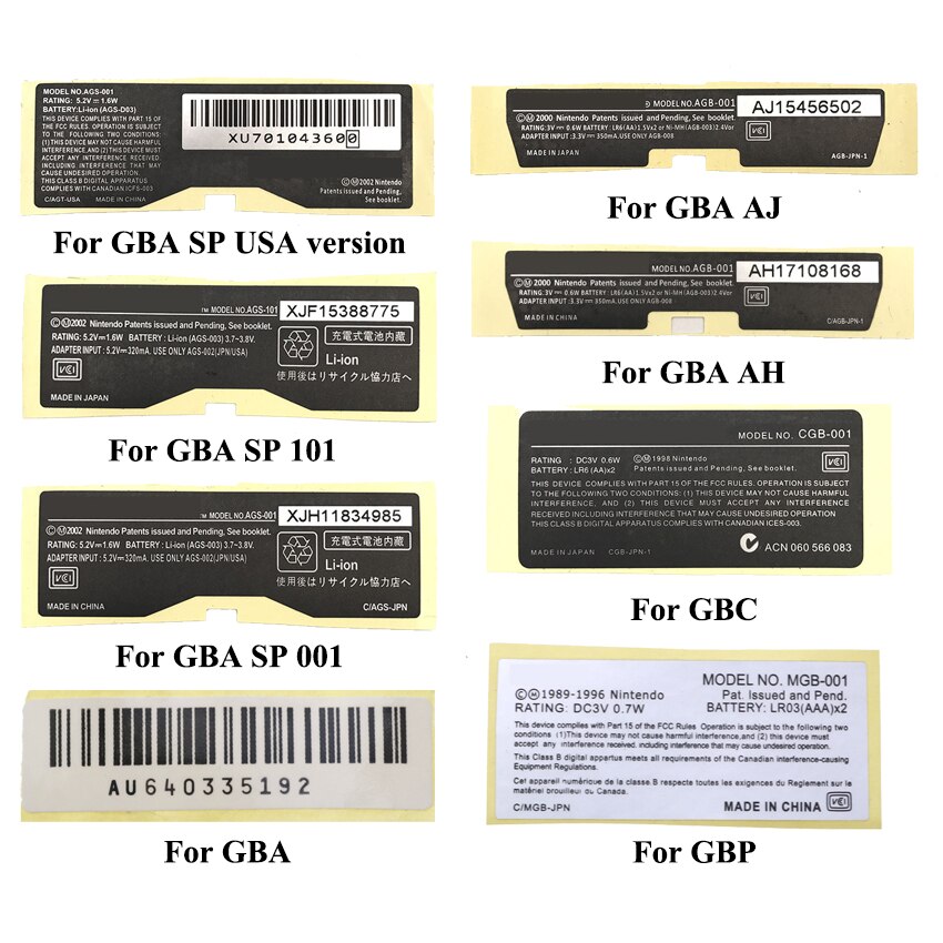 JCD-pegatinas de repuesto para Gameboy Advance SP, 1 unidad, para GBA, SP, GBC, GBP, consola de juegos