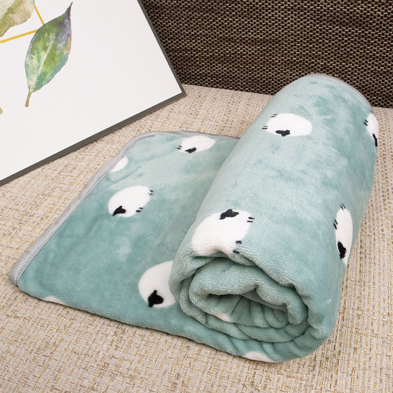 Manta de franela suave para perros, Sábana cálida y cómoda para invierno, estera de dibujos animados, manta para dormir para perros y gatos, suministros para mascotas: S / Verde
