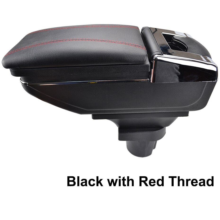 Midterkonsol til vw up - opbevaringsboks armlæn armlæn roterbart læder opbevaring: Rød tråd