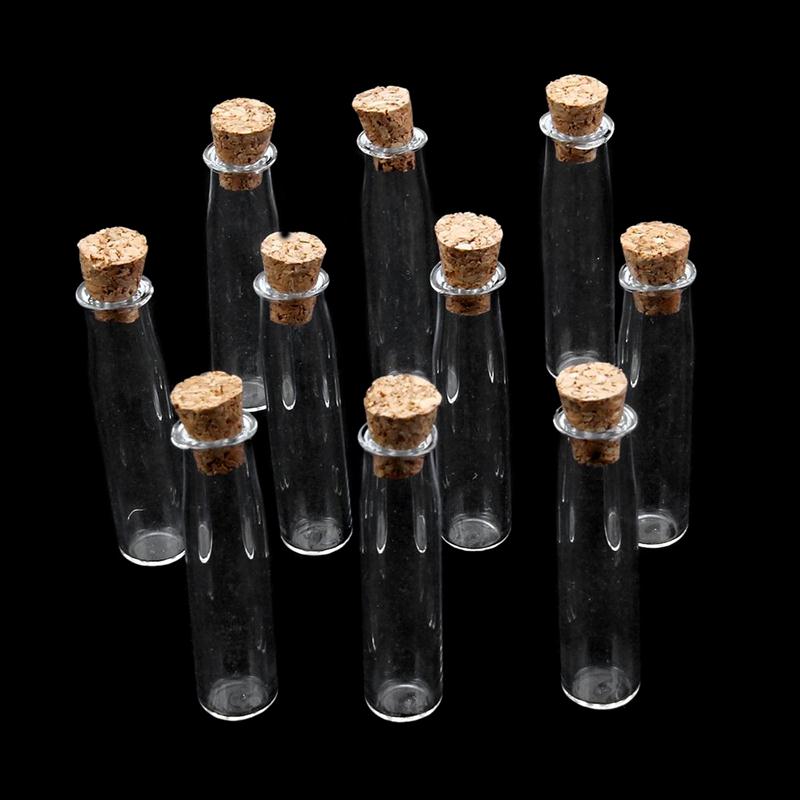 10pcs Clear Cubic Shape Mini Glass Bottles Jars With Cork Wish Note Craft Bottle: 2