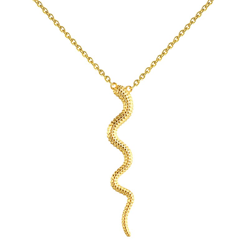 ROXI Genuine 925 Sterling Silve Snake Pendant Necklace Women Punk Style Charm Gold Choker Necklace Long Statement Jewelry: Gold