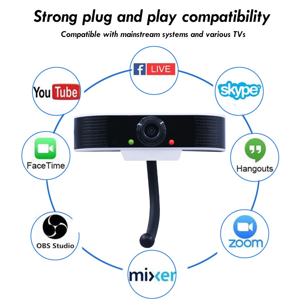 Cámara Web para microordenador, Webcam con micrófono HD incorporado, 1080x1932, USB, Plug n Play, vídeo de pantalla panorámica 4, 1088 P