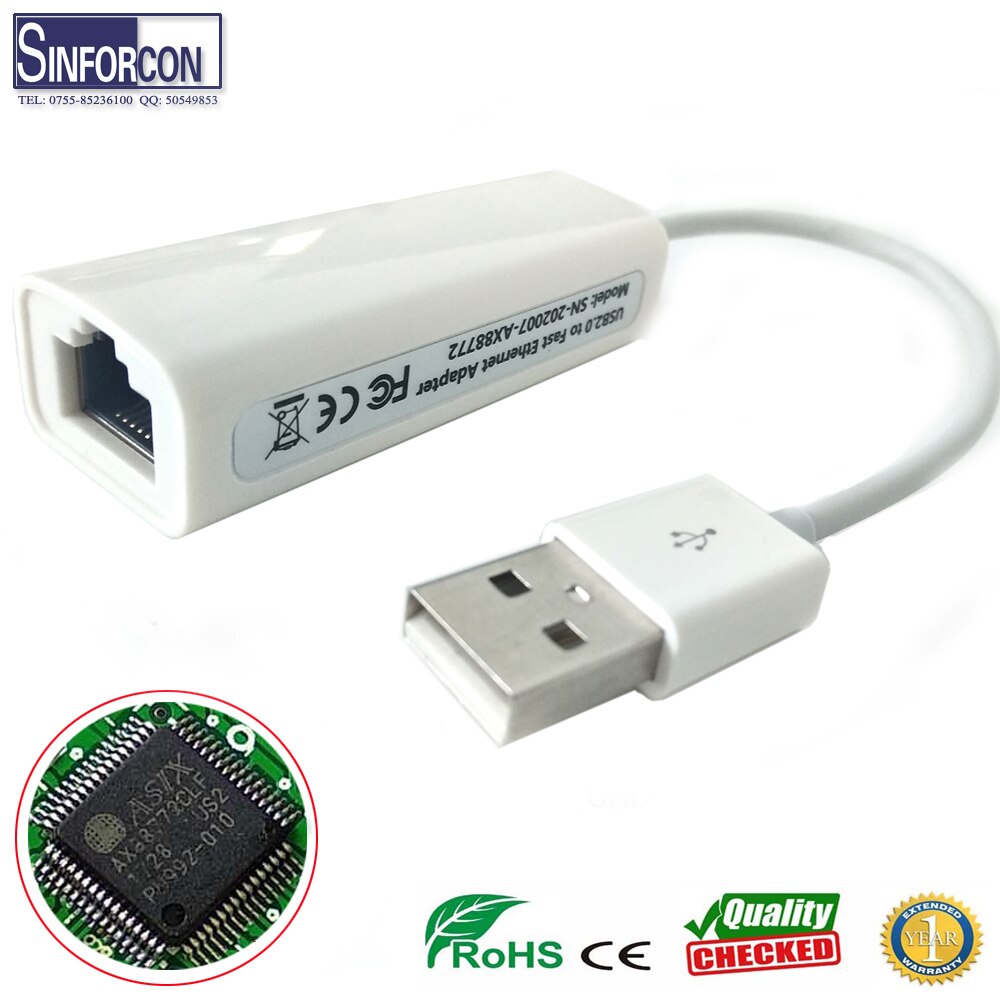 AX88772 Type C Naar Lan Kabel 100M Mobiele Ethernet Adapter Wit Kleur Gratis Driver