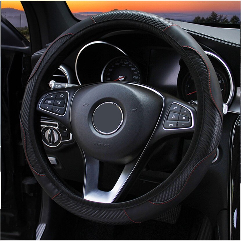 Lederen Auto Stuurhoes Voor Peugeot 207 206 208 307 308 Sw 3008 301 508 5008 Rifter auto Accessoires Interieur: Black