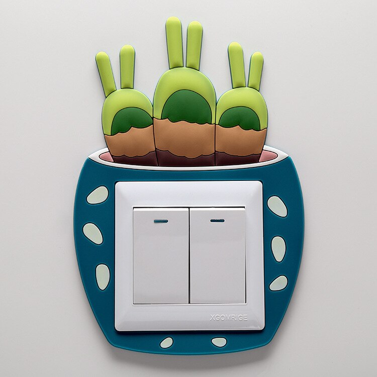 EVICH-pegatinas decorativas para calcomanías luminosas para interruptores, pegatinas de pared, funda protectora para enchufe, cubierta creativa para interruptor de Cactus JK130: Rabbit