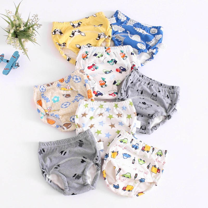 10pcs/lot 6 Layer Gauze Soft Baby Cartoon Reusable Cloth Diaper Kids Training Pants Washable Nappies for Boys Girls