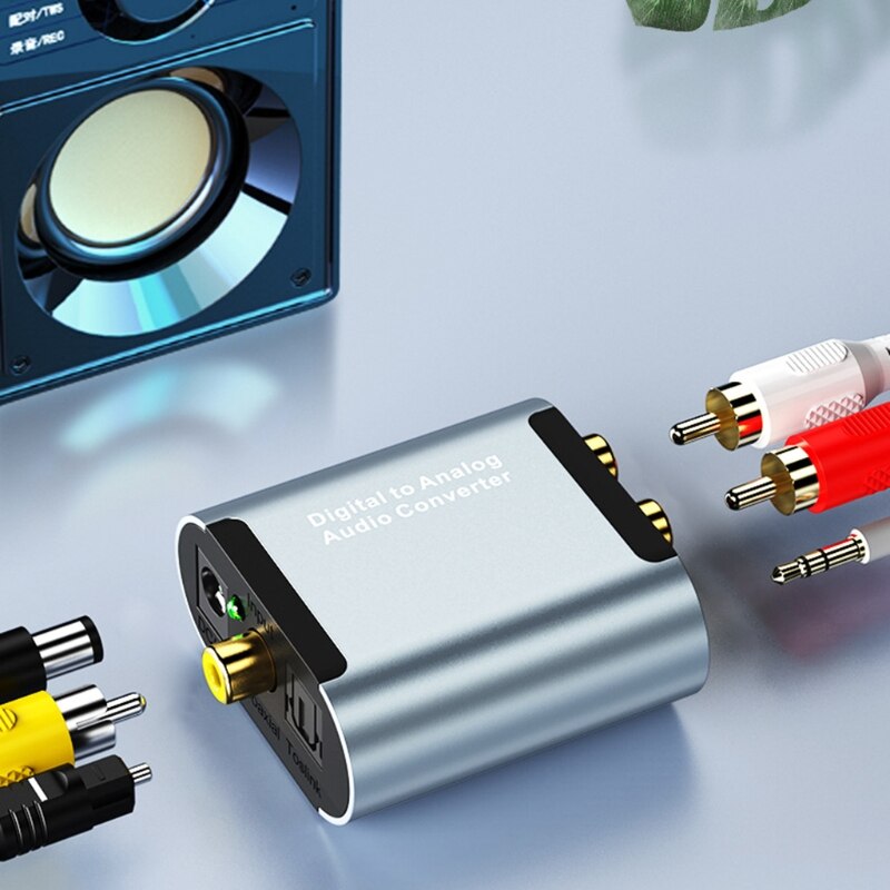 Digital to Analog Audio Converter Digital Optical to Analog RCA L/R Audio Converter Adapter Amplifier