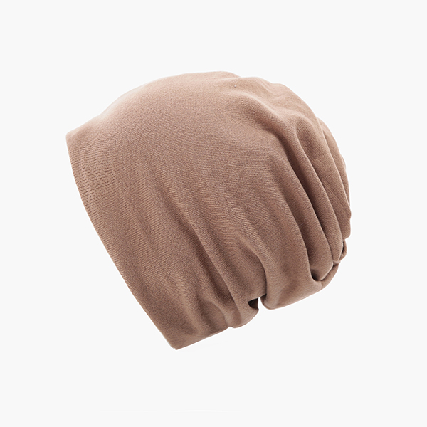 Gorro de punto multifunción para mujer, gorro liso informal de poliéster suave, gorros holgados para mujer, coleta para primavera y otoño: Caqui
