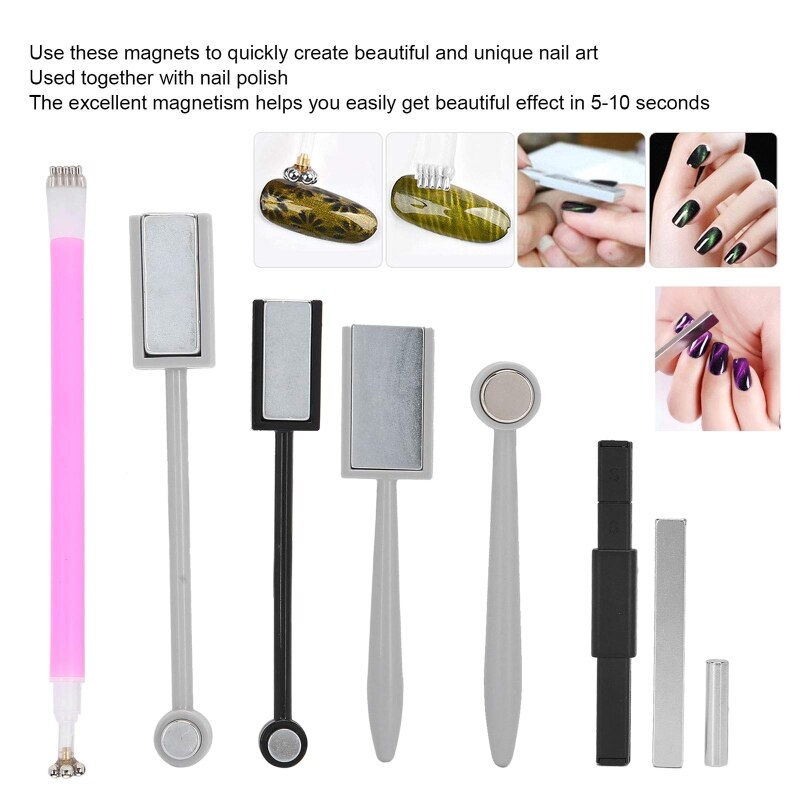 Nail Art Magnetic Nail Magnet Stick Nail Magnet Tool Set 15Pcs Nail Art Kit Flower Line Stripe Nail Magnet
