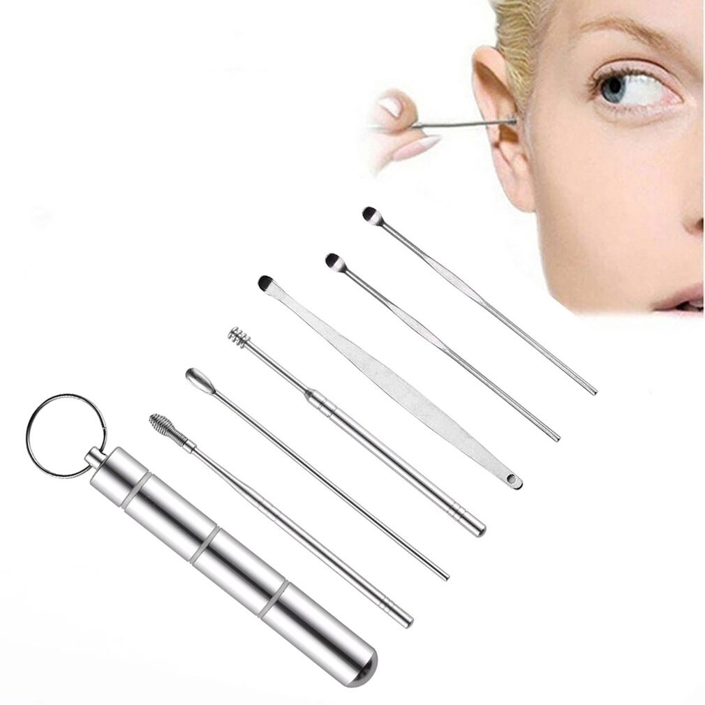 6 Stks/set Draagbare Duurzaam Rvs Oor Pick Set Oor Schoonmaken Tool Oorsmeerhaakje Oor Schoner Lepel Earpick