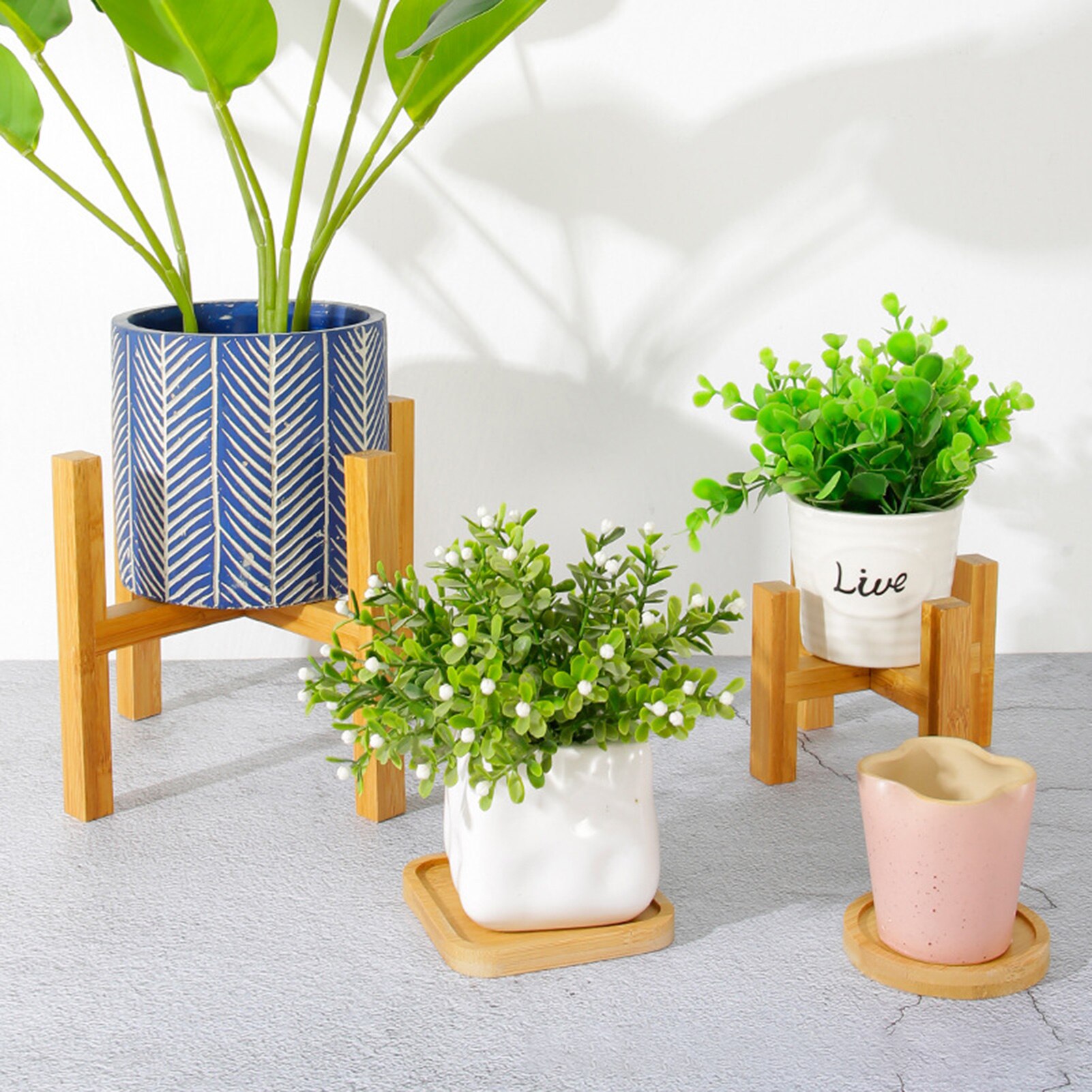 Wooden Plant Stand Durable Flower Pot Holder Home Decor