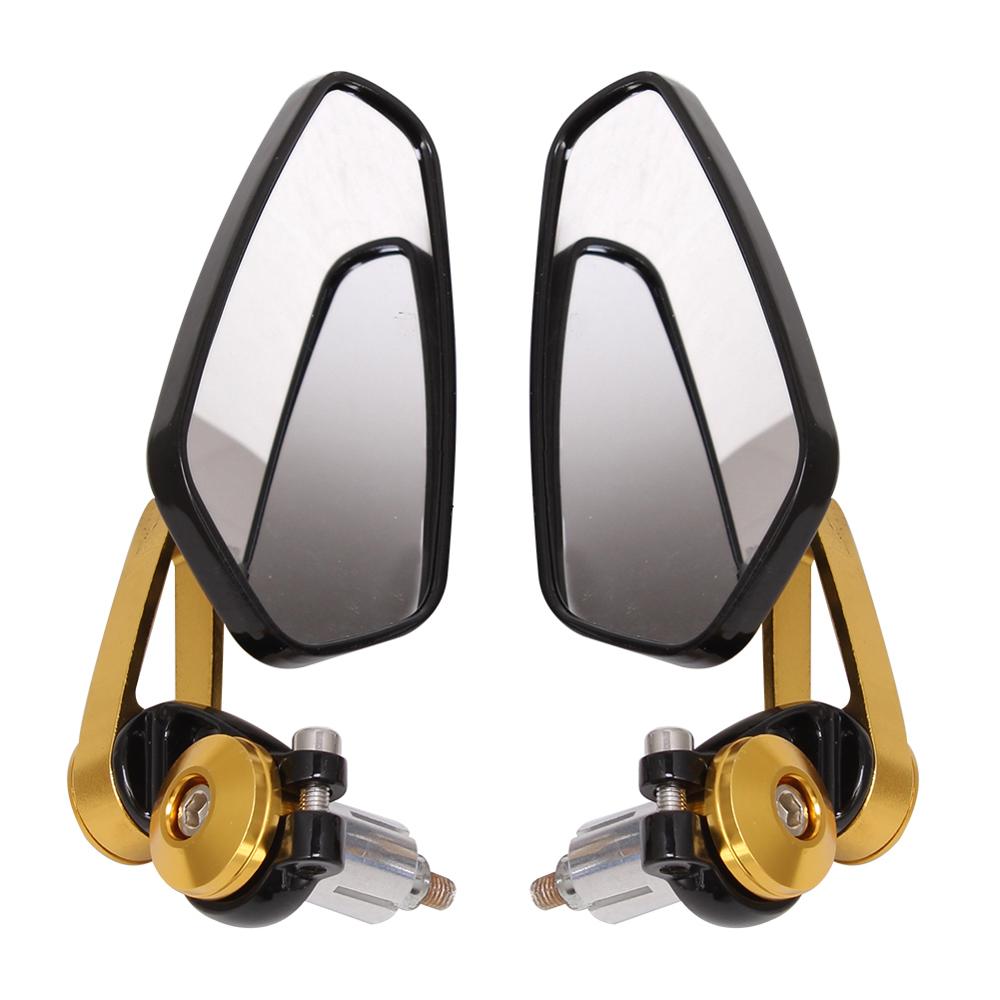 7/8" 22mm Universal Motorcycle Aluminum Rear View Black Handle Bar End Side Rearview Mirrors For Honda Cafe Racer: yellow