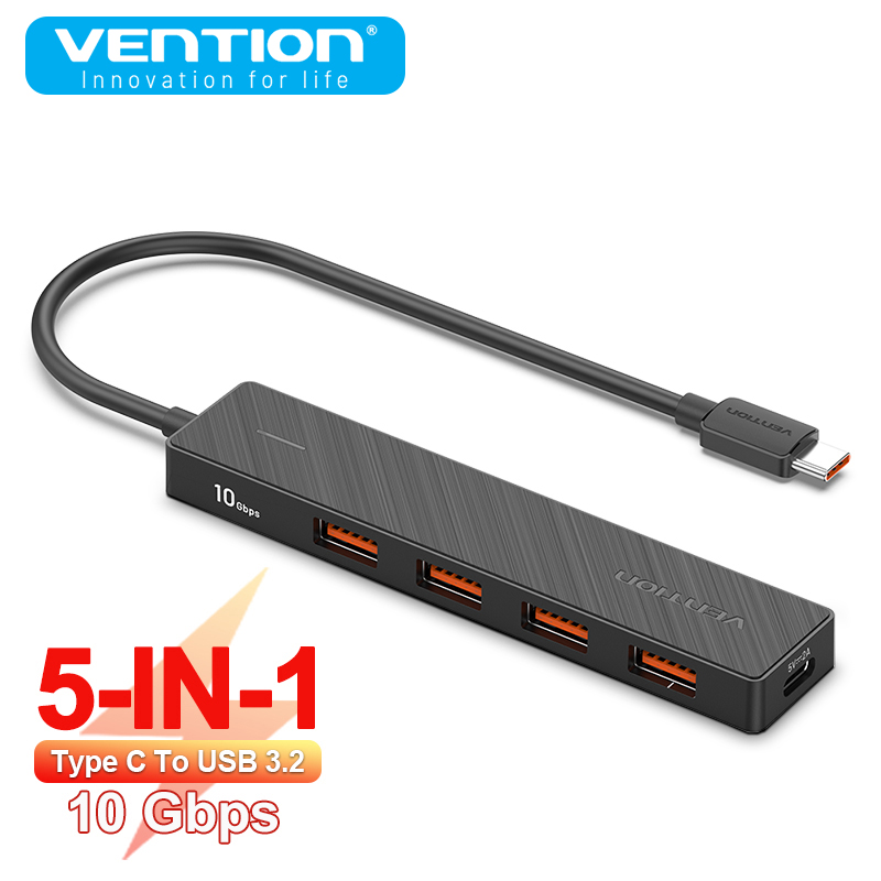 Vention USB 3.2 Hub 4 Ports 10Gbps Type C To USB-C 3.2 Gen Multiport Adapter For MacBook Pro Air M1 Laptop Desktop PC Splitter