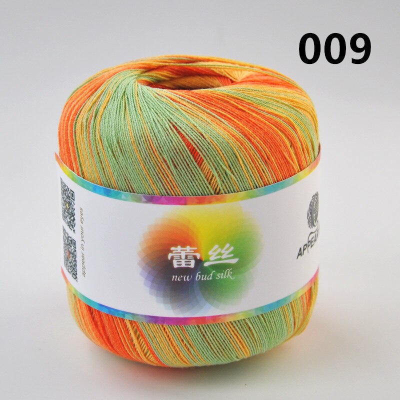 300g(50g*6 stk) bomuld metallic blonder regnbuegarn farverig tynd tråd til hækling strikning  by 1.55mm hæklenåle: 009