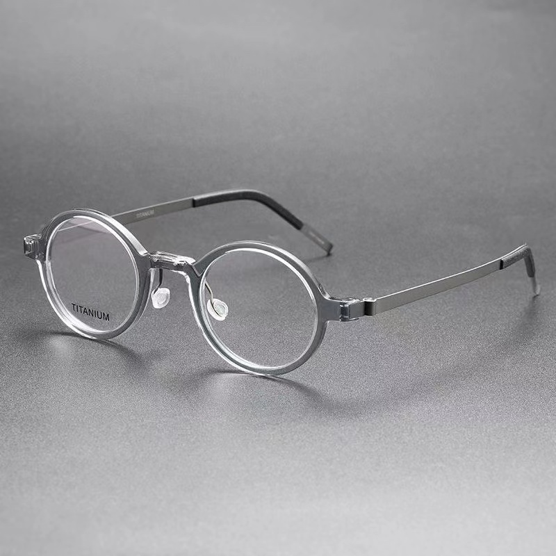 Denmark Ultralichte Schroefloze Bril Mannen Vrouwen Ronde Acetaat Titanium 1810 Bril Frame 130Mm Retro Klein Formaat Oculos: WHITE