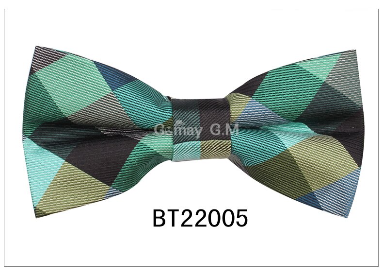 Kostym flugor för män polyester cravats justerbar fluga för bröllopsfest brudgummen fjäril vuxen rutig fluga: Bt22005