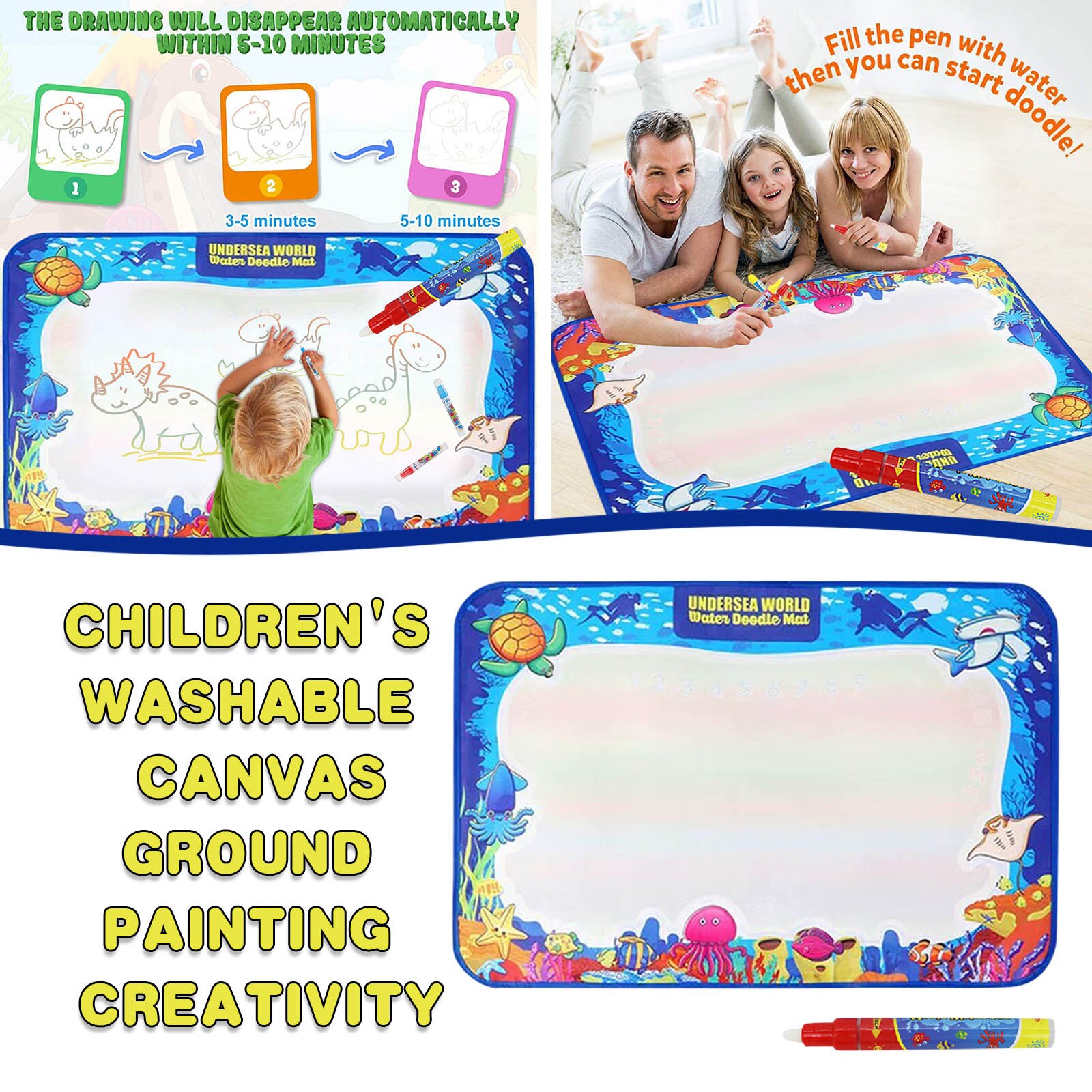 Magic Water Drawing Mat Kids Painting Writing Doodle Board Children Drawing Pens Stamps Set Board Coloring Books C01
