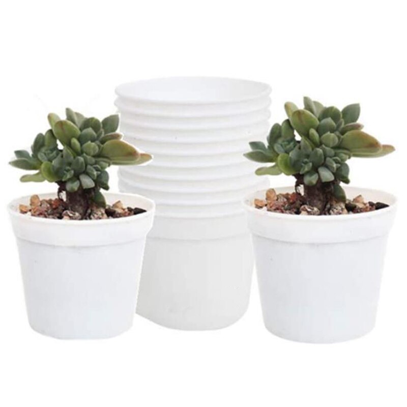 Round Flower Pots with Drainage Holes Mini Flower Pots, Suitable for Transplanting Nursery Seedlings (White 40): Default Title