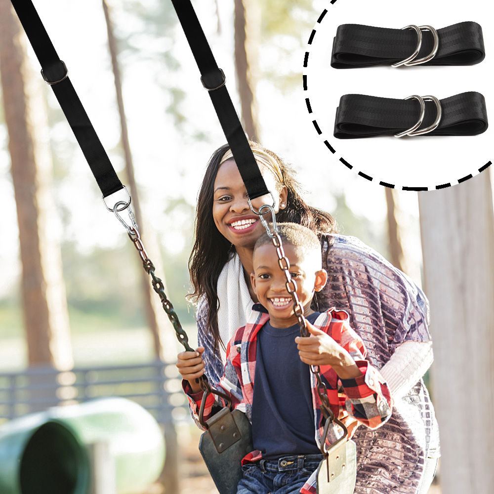 Kit de sangles de balançoire d'arbre, accessoires de camping, noir, 2 m, 2 pièces