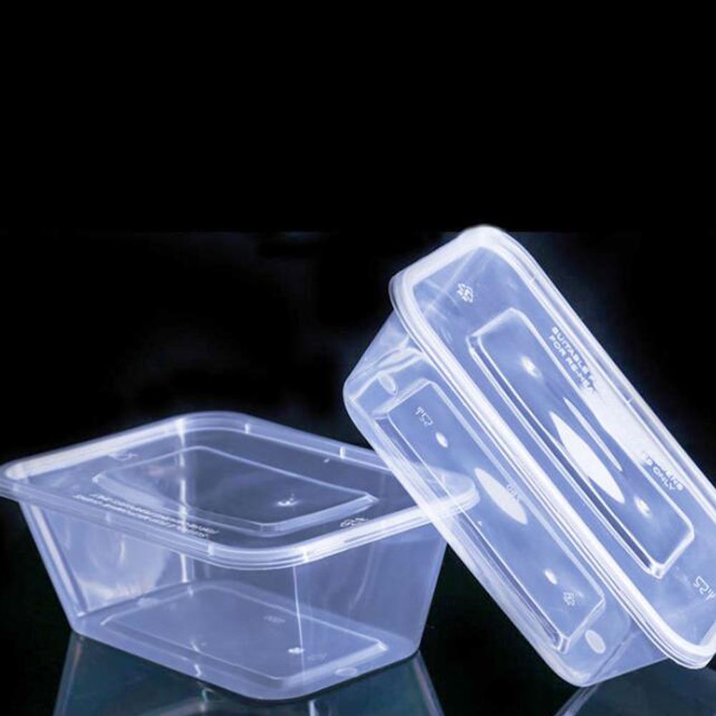 50pcs Transparent Fruit Carry Out Box Disposable Salad Meal Containers Food Storage Box Take Out Packing Box (1000ml)