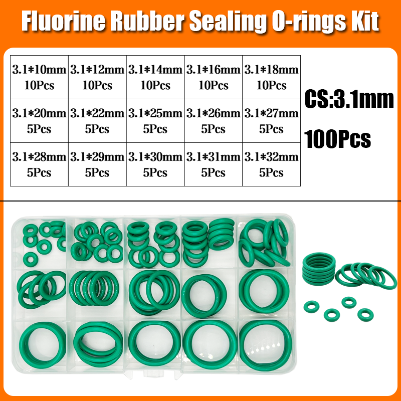 Fkm O Ring Kit Afdichting Pakking Groene Fluor Rubber O-Ring Isolatie Corrosiebestendige Warmte Kraan Loodgieterswerk Auto Pakking: Donkerblauw