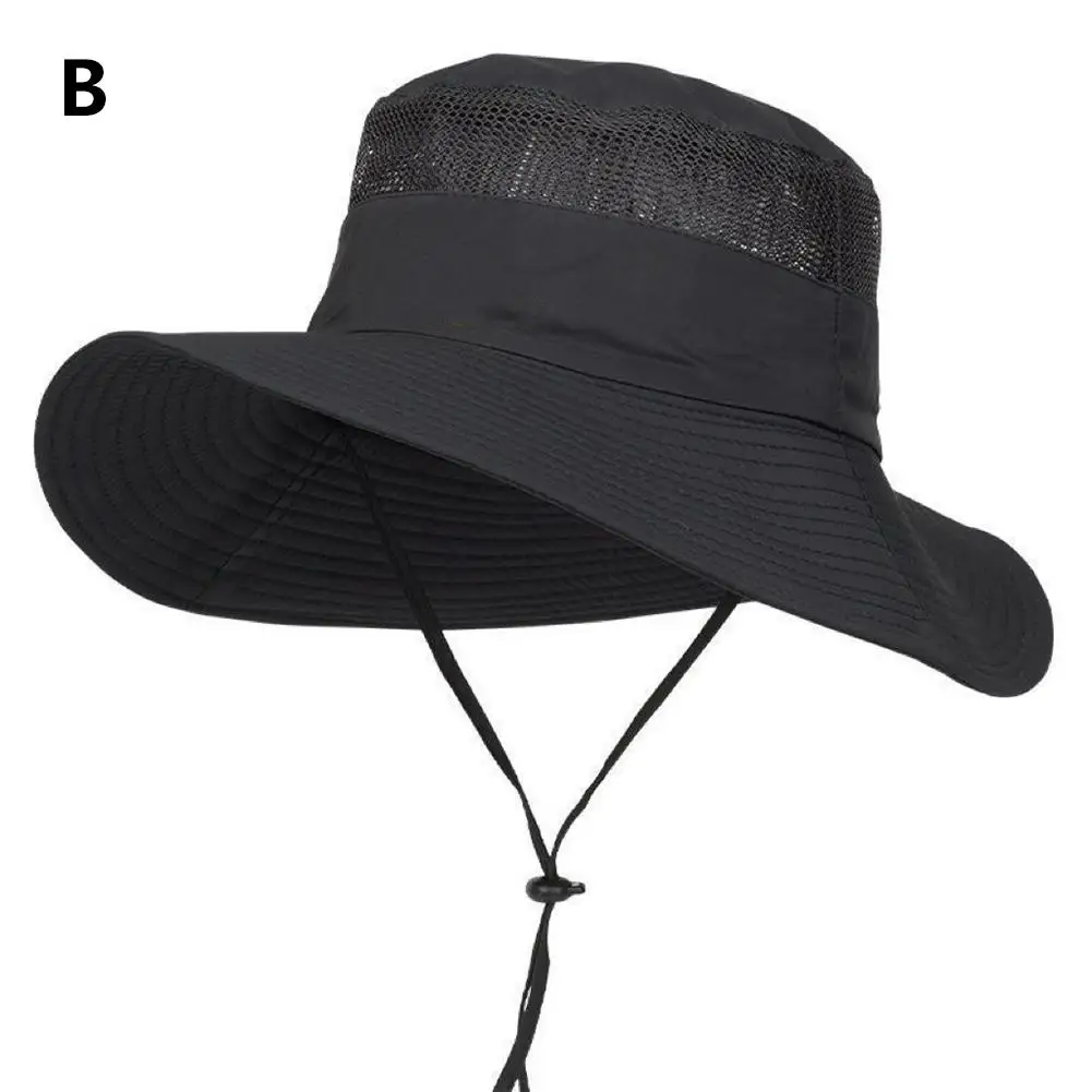 Chapéu de aba grande para guarda-sol ao ar livre masculino e chapéu protetor solar, chapéu de sol de verão, chapéu de pesca, chapéu de pescador de montanhismo k9n7: Cinza escuro