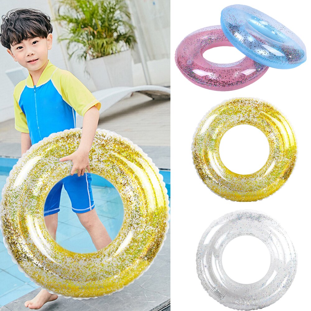 Bambini del bambino di Età Paillettes Trasparenti Anello di Nuoto Anello del Collo Del Tubo di Sicurezza Infantile Galleggiante Cerchio per WaterBathing Anello Gonfiabile