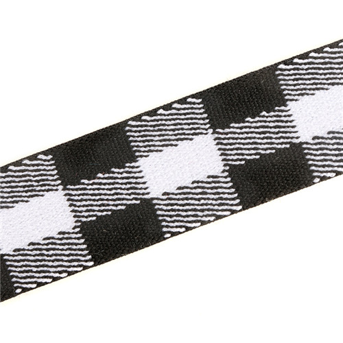 25mm elastische band rooster print patroon rubber band kleding tassen huishoudtextiel naai accessoires doe-het-zelf 1 meter: Zwart wit grijs